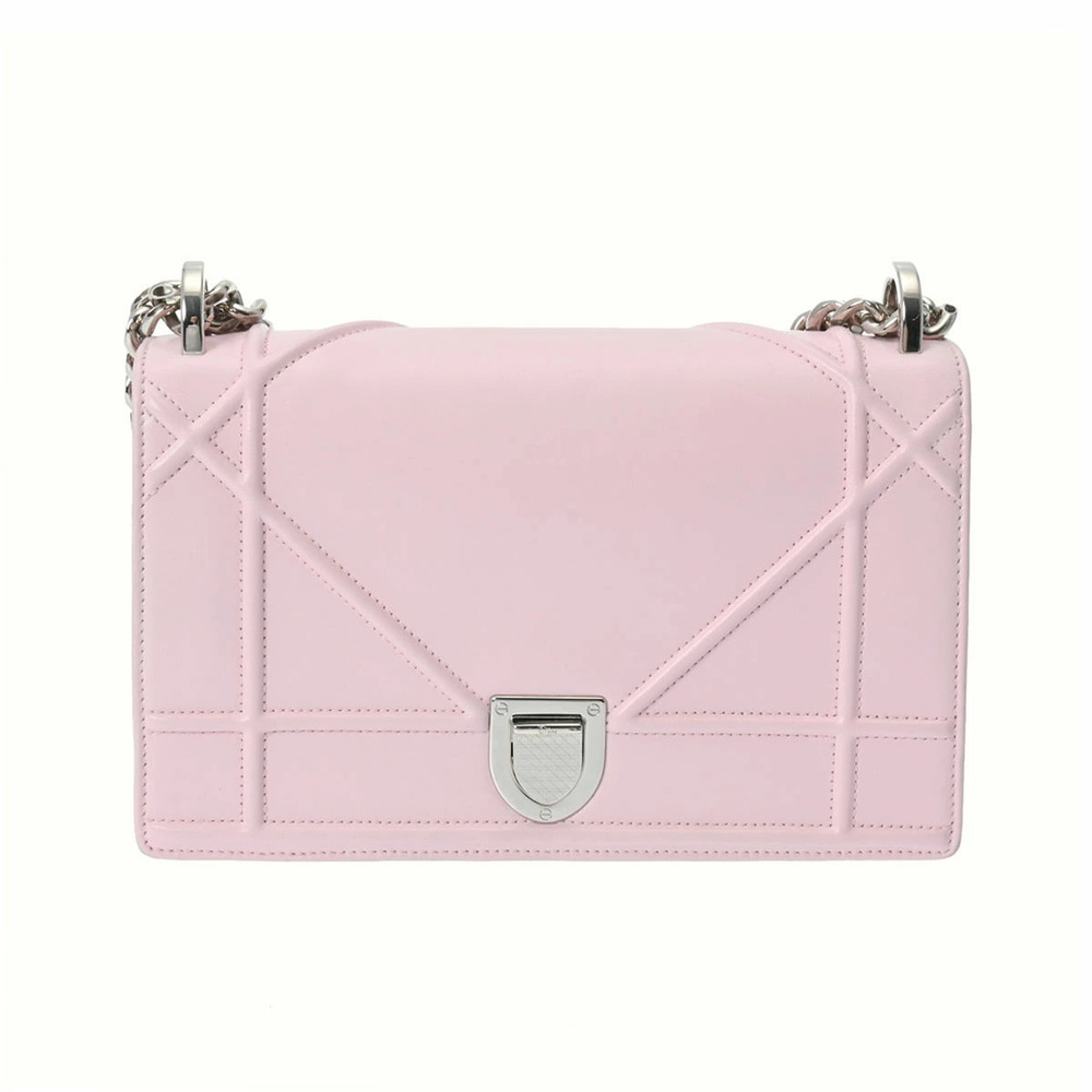 CHRISTIAN DIOR Diorama Chain Shoulder Bag Pink Leather